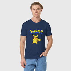 Футболка хлопковая мужская Pikachu 8-bit pixels, цвет: тёмно-синий — фото 2