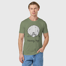 Футболка хлопковая мужская Утро и йога, цвет: авокадо — фото 2