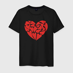 Футболка хлопковая мужская Hearts of love, цвет: черный