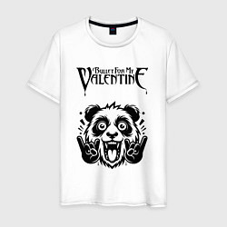 Футболка хлопковая мужская Bullet For My Valentine - rock panda, цвет: белый