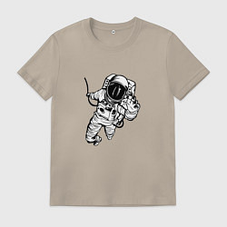 Футболка хлопковая мужская Alone astronaut, цвет: миндальный