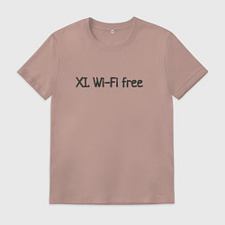 Футболка хлопковая мужская Wi-fi бесплатный, цвет: пыльно-розовый