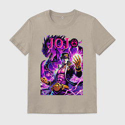 Футболка хлопковая мужская Jotaro Kujo and his new stand ai art, цвет: миндальный