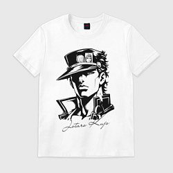 Футболка хлопковая мужская Jotaro Kujo - anime ai art, цвет: белый