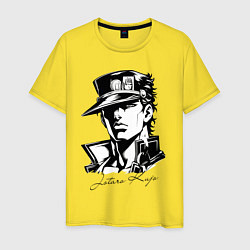 Футболка хлопковая мужская Jotaro Kujo - anime ai art, цвет: желтый