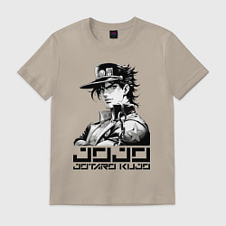 Футболка хлопковая мужская Jotaro Kujo - jojo ai art, цвет: миндальный