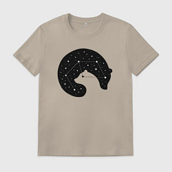 Футболка хлопковая мужская Большая медведица в космосе, цвет: миндальный