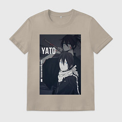 Футболка хлопковая мужская Бездомный бог Ято, цвет: миндальный
