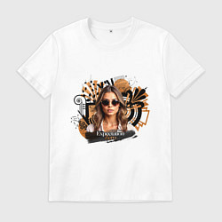 Футболка хлопковая мужская Expectation Zero - девушка в очках, цвет: белый