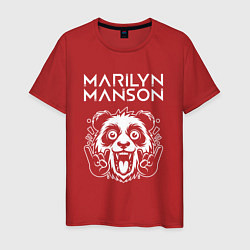 Футболка хлопковая мужская Marilyn Manson rock panda, цвет: красный