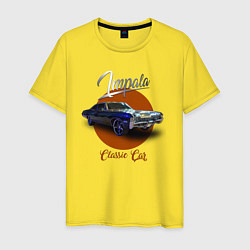 Футболка хлопковая мужская Американская автоклассика Chevrolet Impala, цвет: желтый