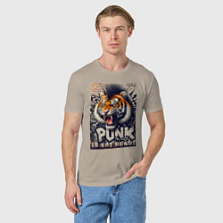 Футболка хлопковая мужская Cool tiger - punks not dead, цвет: миндальный — фото 2