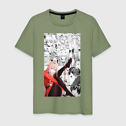 Футболка хлопковая мужская Зеро Ту коллаж, цвет: авокадо