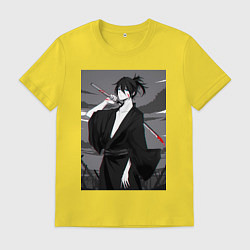 Футболка хлопковая мужская Ято с катаной, цвет: желтый