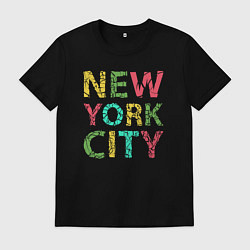 Футболка хлопковая мужская New York city colors, цвет: черный