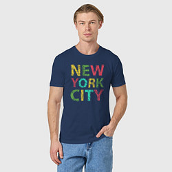 Футболка хлопковая мужская New York city colors, цвет: тёмно-синий — фото 2