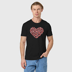 Футболка хлопковая мужская Hearts love, цвет: черный — фото 2