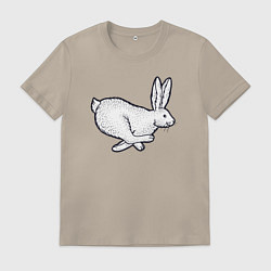Футболка хлопковая мужская Бегущий кролик, цвет: миндальный