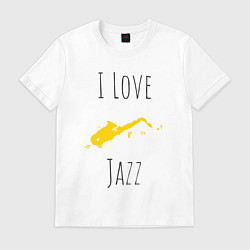 Футболка хлопковая мужская Я люблю джаз, цвет: белый