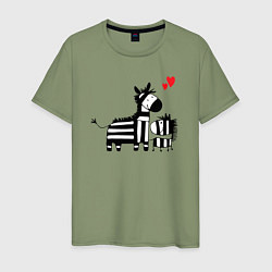 Футболка хлопковая мужская Zebra love, цвет: авокадо