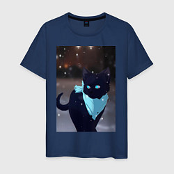 Футболка хлопковая мужская Бездомный бог кот Ято, цвет: тёмно-синий