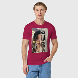 Футболка хлопковая мужская Agust D, цвет: маджента — фото 2
