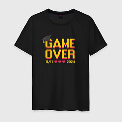 Футболка хлопковая мужская 2024 game over, цвет: черный