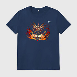 Футболка хлопковая мужская Дэхья из Геншин Импакт, цвет: тёмно-синий