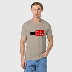 Футболка хлопковая мужская You tube logo, цвет: миндальный — фото 2