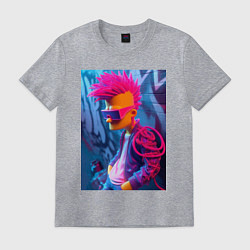 Футболка хлопковая мужская Bart Simpson - punk, цвет: меланж