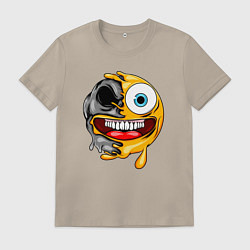 Футболка хлопковая мужская Радостный смайлик, цвет: миндальный