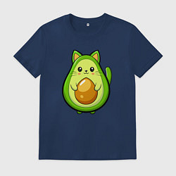 Футболка хлопковая мужская Авокадо кот мем, цвет: тёмно-синий