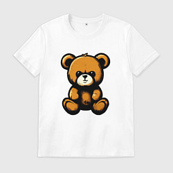 Футболка хлопковая мужская Тедди медведь, цвет: белый