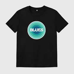 Футболка хлопковая мужская Блюз ретро в синем, цвет: черный
