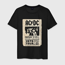 Футболка хлопковая мужская ACDC винтажный постер, цвет: черный