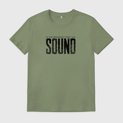 Футболка хлопковая мужская В начале был звук, цвет: авокадо