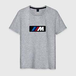 Футболка хлопковая мужская BMW logo sport steel, цвет: меланж