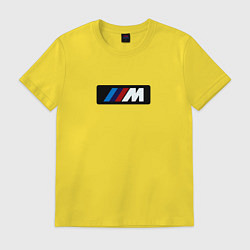 Футболка хлопковая мужская BMW logo sport steel, цвет: желтый