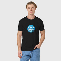 Футболка хлопковая мужская Volkswagen logo blue, цвет: черный — фото 2