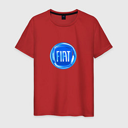 Футболка хлопковая мужская FIAT logo blue, цвет: красный