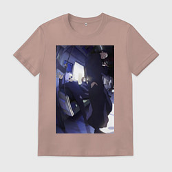 Футболка хлопковая мужская Магическая битва Сатору Годзё Сугуру Гэто, цвет: пыльно-розовый