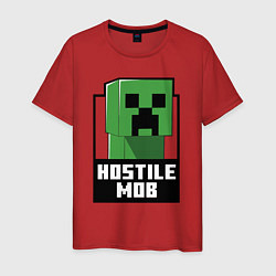 Футболка хлопковая мужская Minecraft hostile mob, цвет: красный