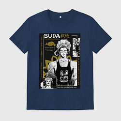 Футболка хлопковая мужская Повесть о конце света Будда бог просветления, цвет: тёмно-синий