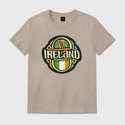 Футболка хлопковая мужская Моя Ирландия, цвет: миндальный