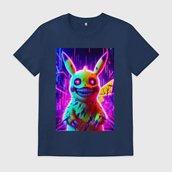 Футболка хлопковая мужская Пикачу монстр - хэллоуинский хоррор, цвет: тёмно-синий