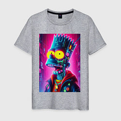 Футболка хлопковая мужская Cyber Bart Simpson - neon glow ai art, цвет: меланж