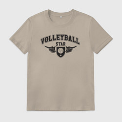 Футболка хлопковая мужская Volleyball star, цвет: миндальный