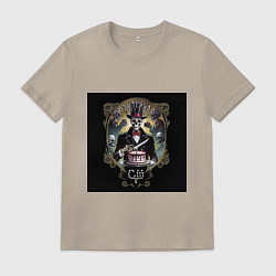 Футболка хлопковая мужская Юбилейная - Скелеты в шкафу, цвет: миндальный