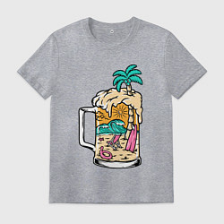 Футболка хлопковая мужская Летнее пиво, цвет: меланж