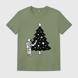 Футболка хлопковая мужская Космический праздник, цвет: авокадо